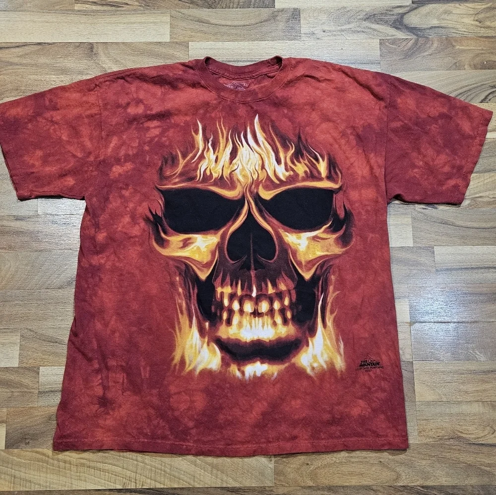The Mountain David Penfound Flaming Skull T-Shirt Men’s XL 2005 Fire Graphic - Picture 2 of 8